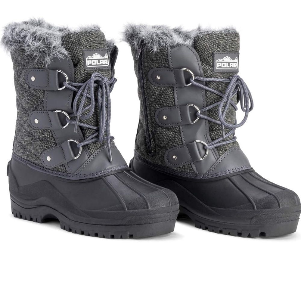 POLAR Womens Mid Calf Mountain Walking Tactical Waterproof Boots size 6 quilted